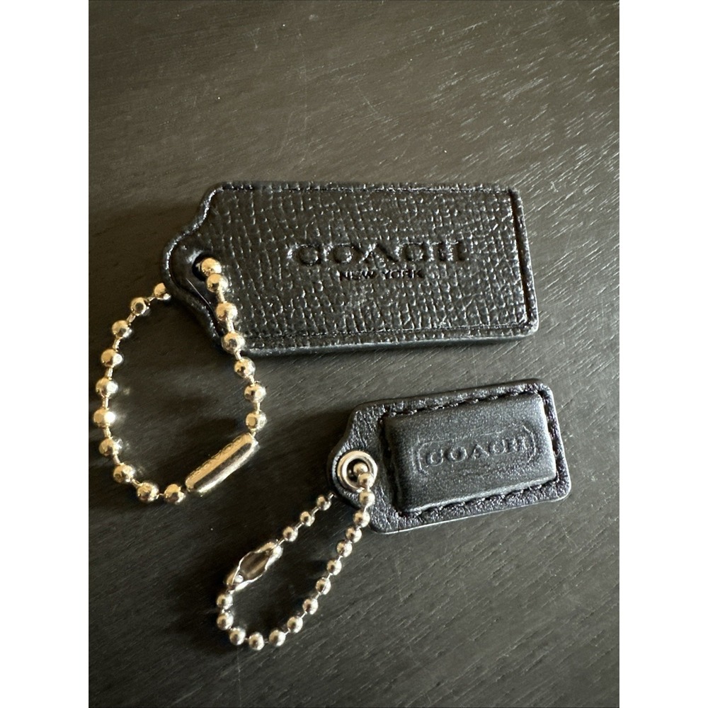 COACH Logo New York Pair Of Hang Tag Charm Purse/wallet with Chain Leather